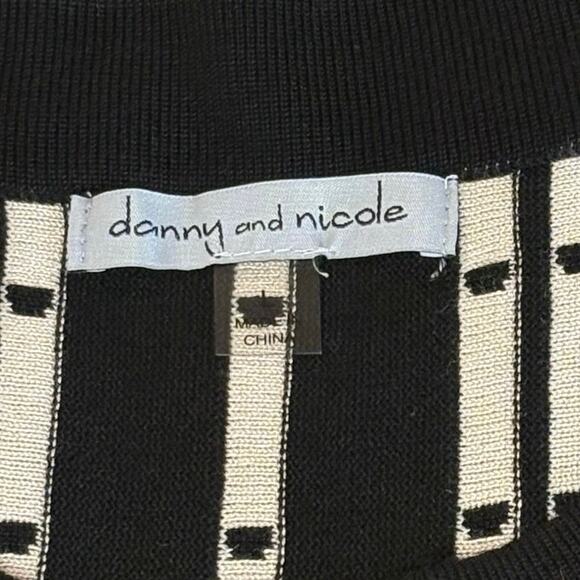 Danny & Nicole Short Sleeve Fit & Flair Knit Dress Women's L | Black & White - Picture 7 of 14